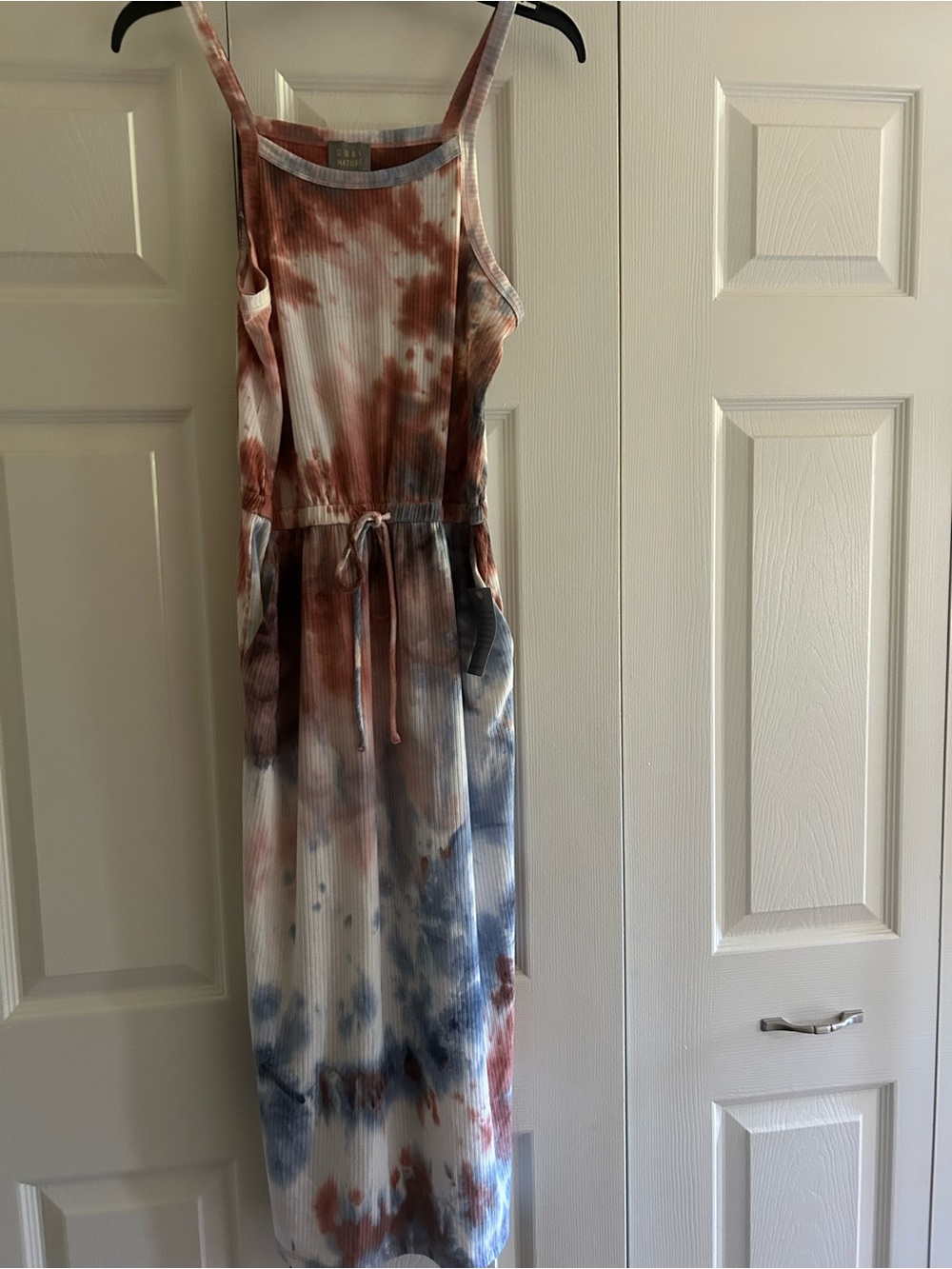 Dual Nature by Nordstrom Tie-Dye Midi Dress in Rust, Blue & White